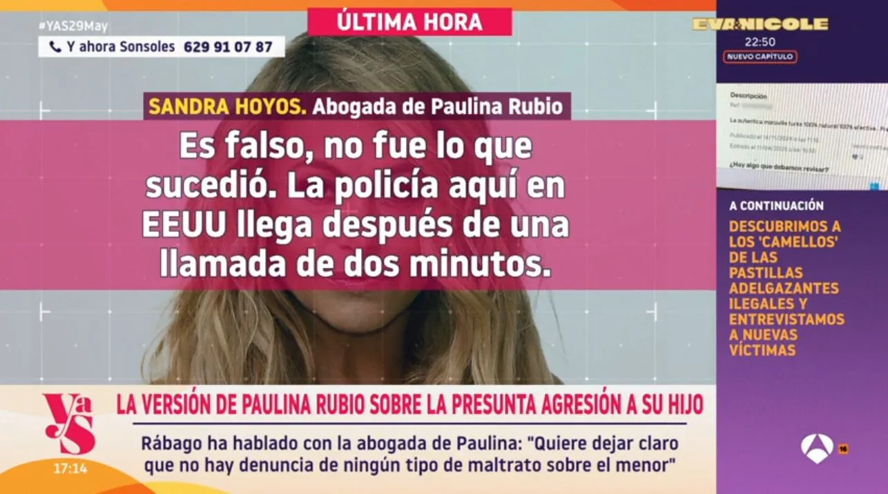 La abogada de Paulina Rubio habla en 'Y ahora, Sonsoles'.