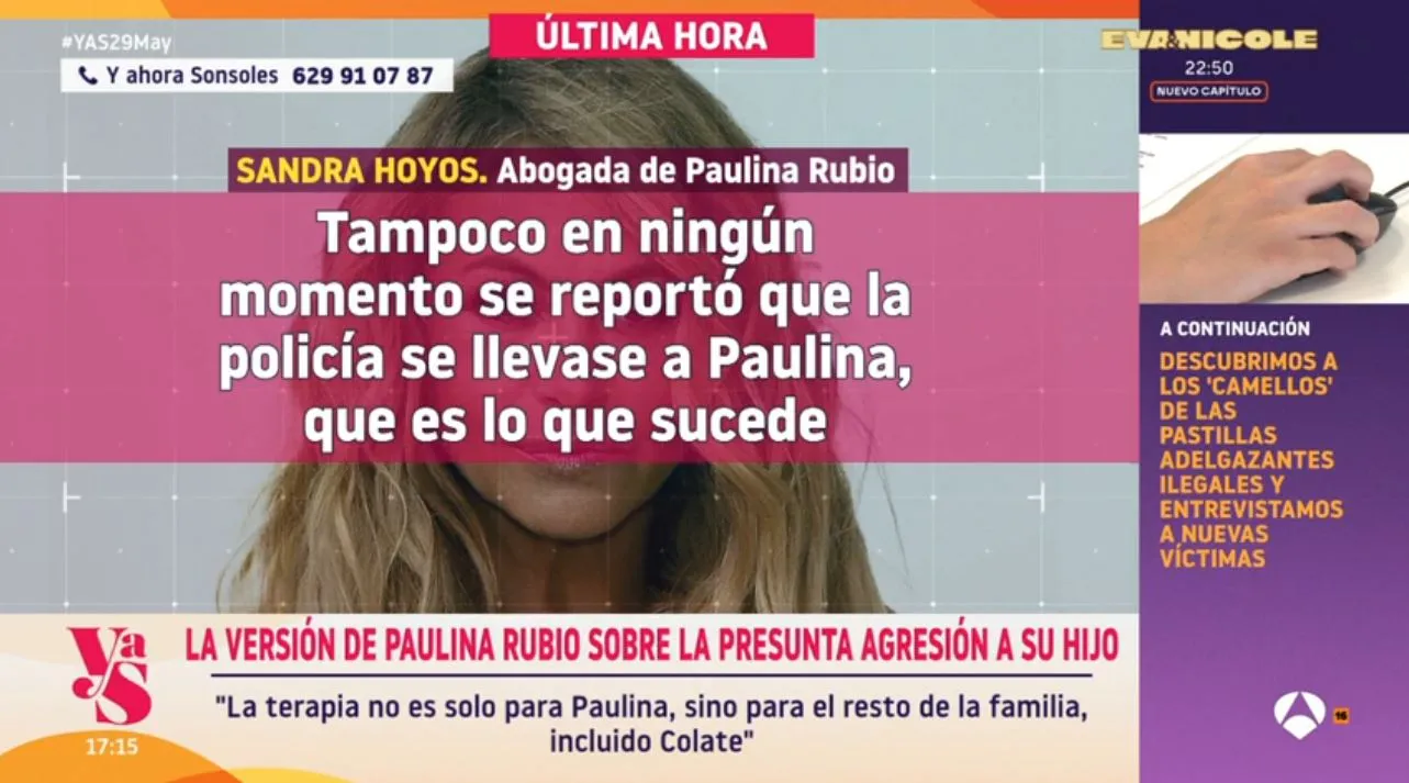 La abogada de Paulina Rubio habla en 'Y ahora, Sonsoles'.