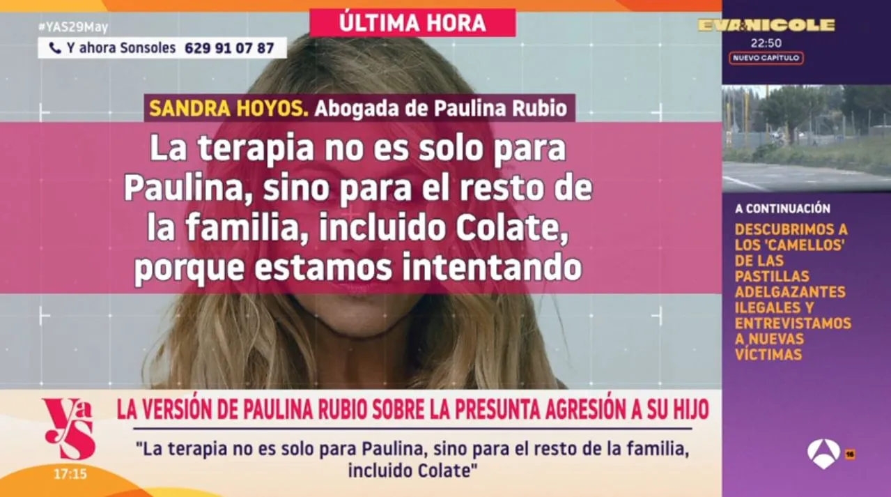 La abogada de Paulina Rubio habla en 'Y ahora, Sonsoles'.