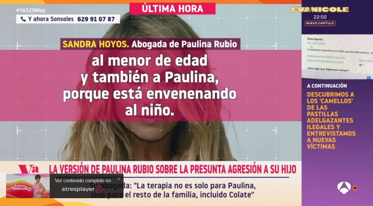 La abogada de Paulina Rubio habla en 'Y ahora, Sonsoles'.