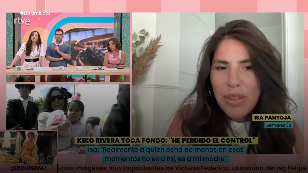 Isa Pantoja en una captura en 'La familia de la tele' hablando de su hijo Kiko Rivera