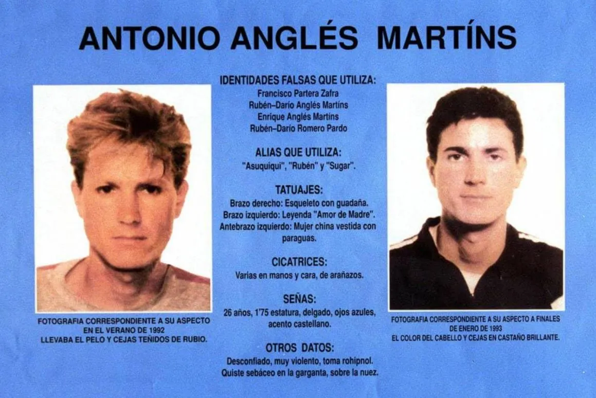 Ficha de Antonio Anglés, asesino prófugo de las niñas de Alcàsser.
Foto: Netflix.