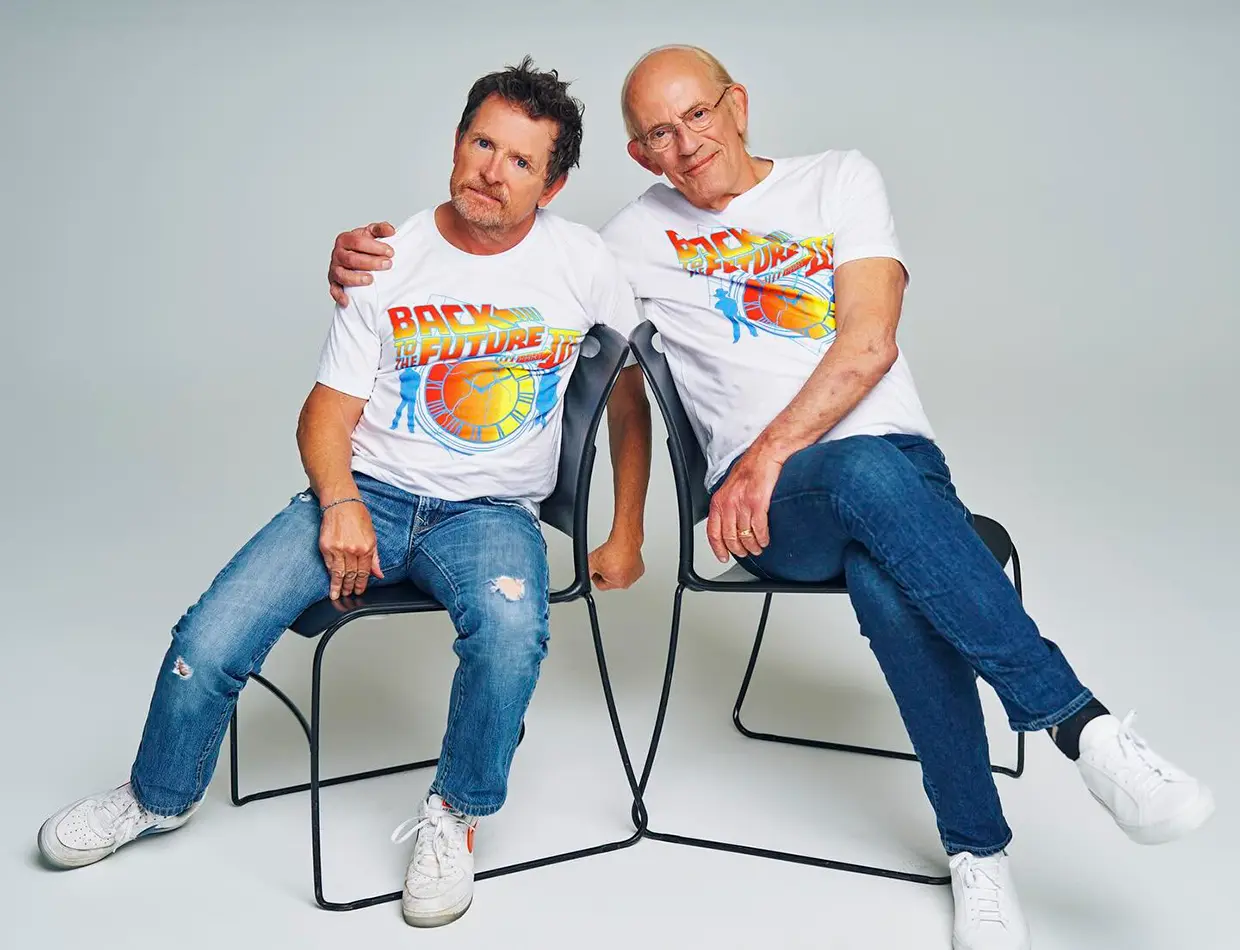 Michael J Fox junto a Christopher Lloyd, el mítico Doc Brown de 'Regreso al futuro'.