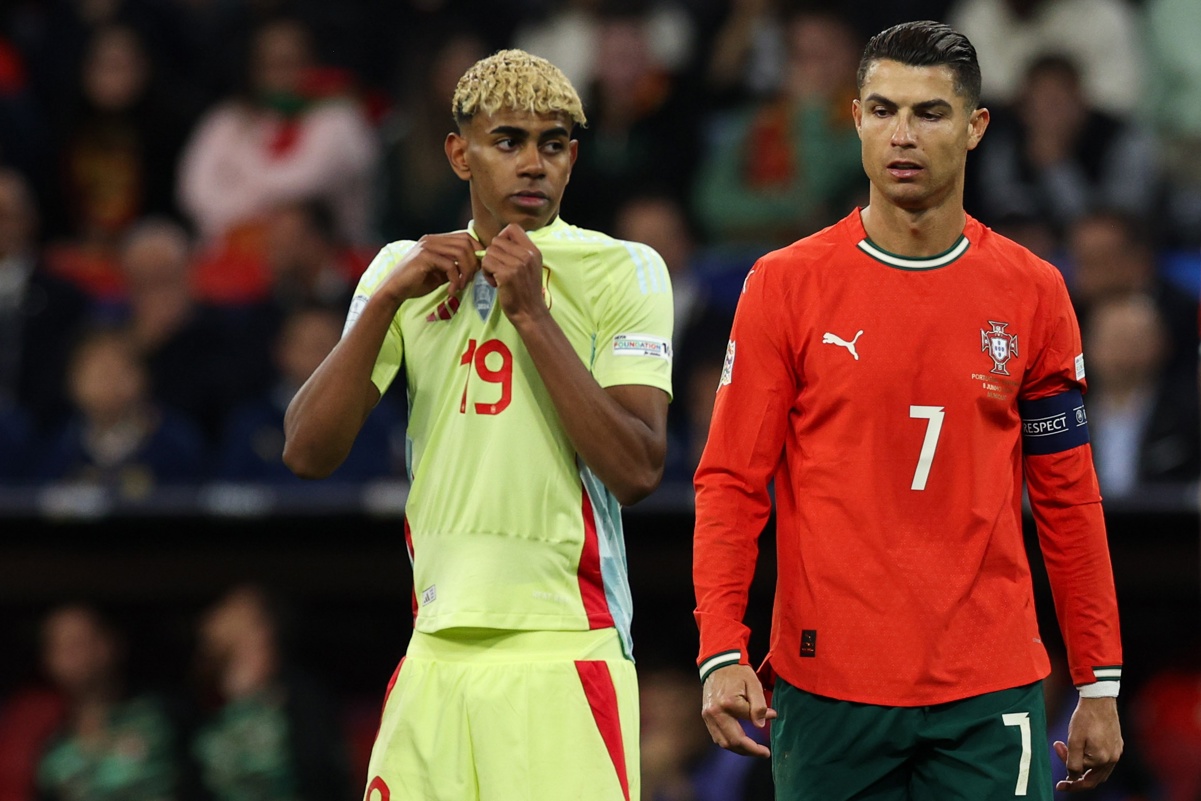 Lamine Yamal y Cristiano Ronaldo en la final de la Nations League.