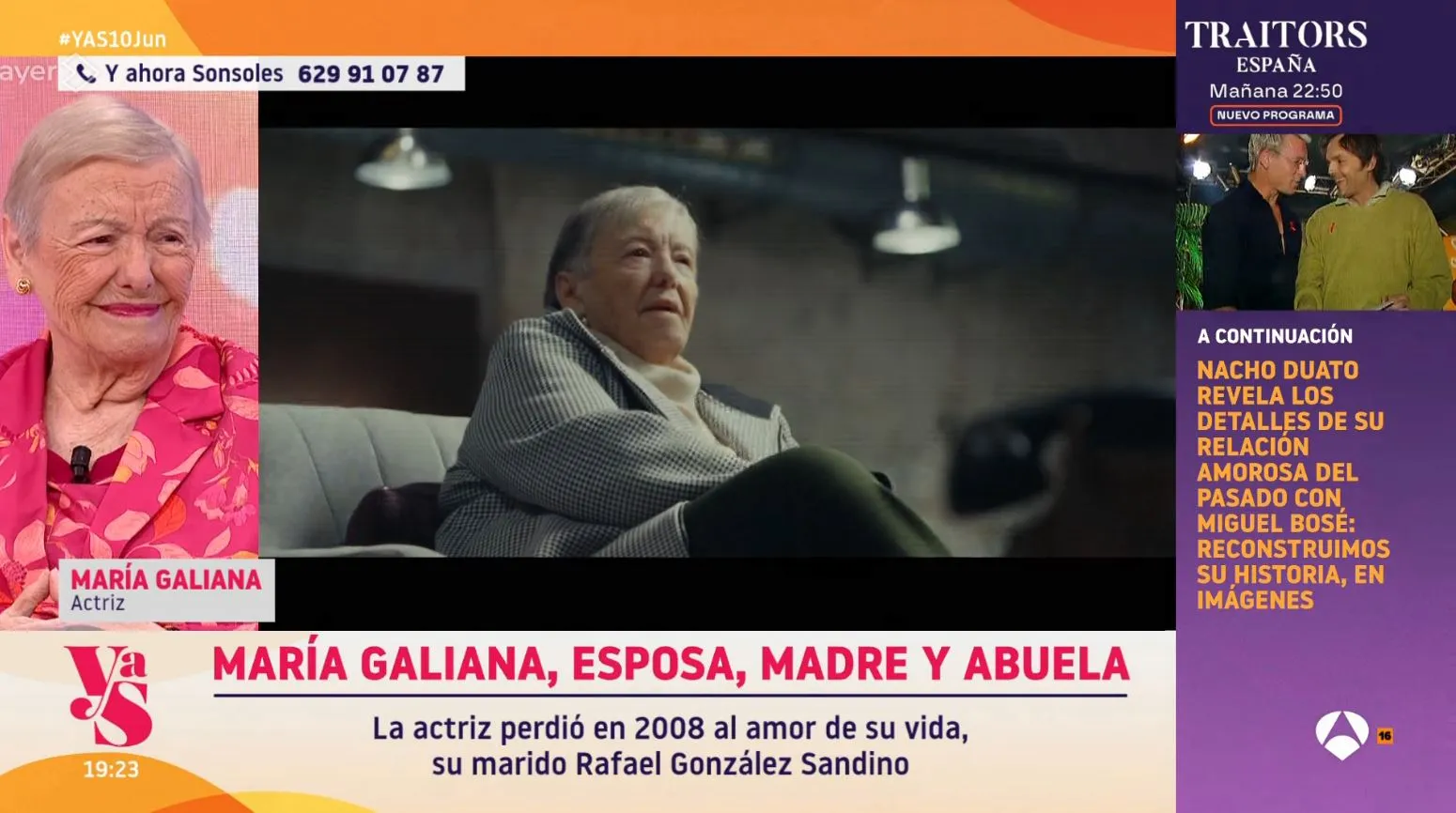 María Galiana habla en 'Y ahora, Sonsoles', de la muerte de su hijo.