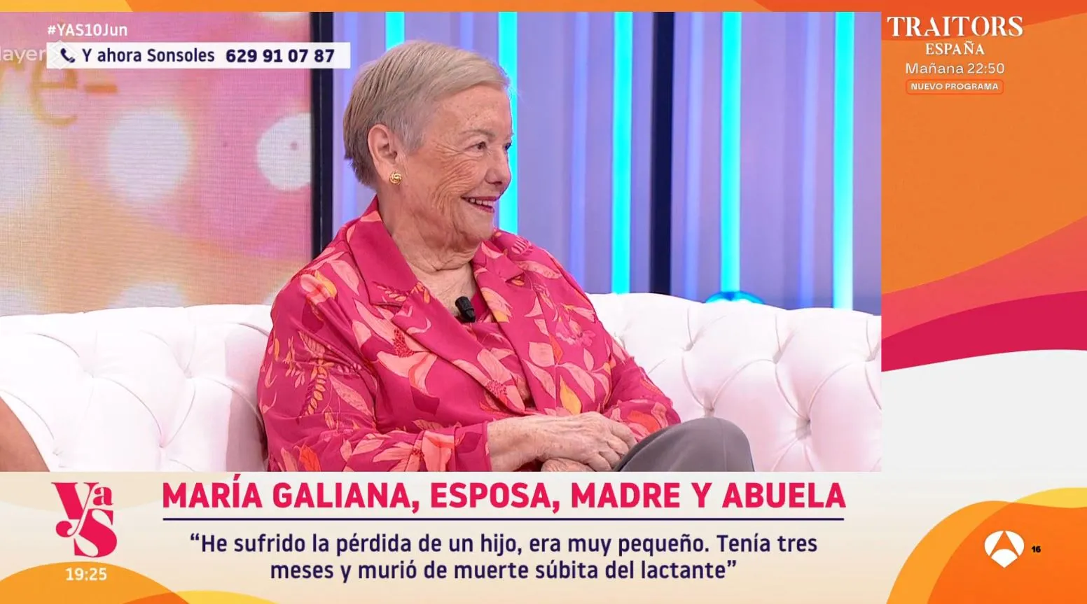 María Galiana habla en 'Y ahora, Sonsoles', de la muerte de su hijo.