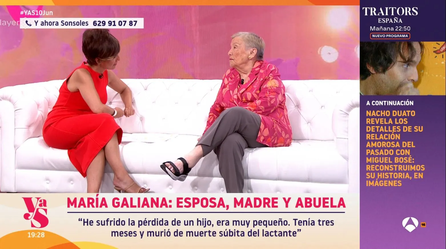 María Galiana habla en 'Y ahora, Sonsoles', de la muerte de su hijo.