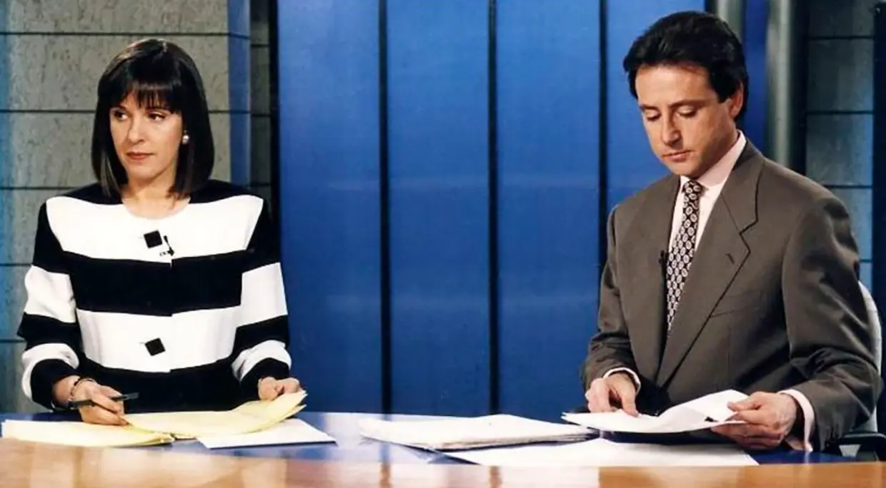 Matías Prats con Ana Blanco, en los informativos de RTVE.