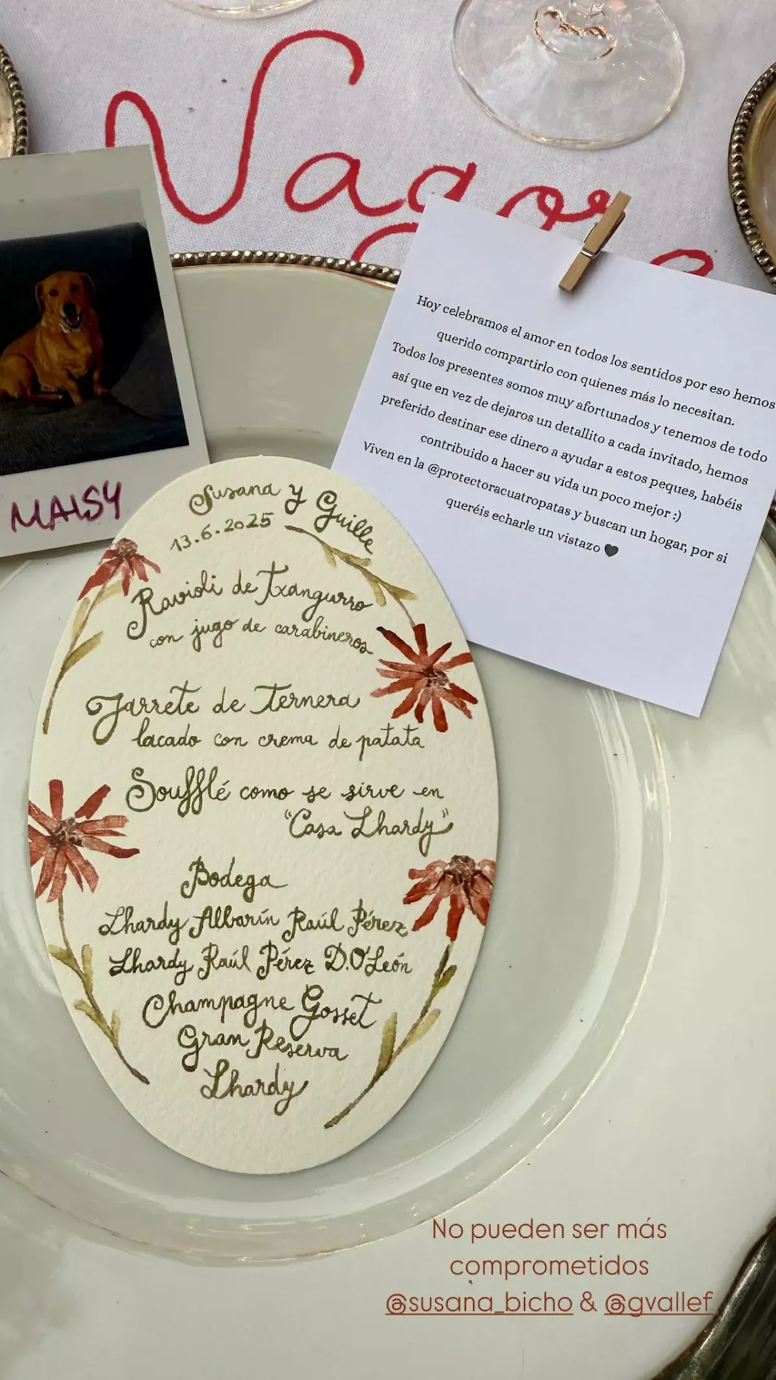 Menú en la boda de Susana Bicho