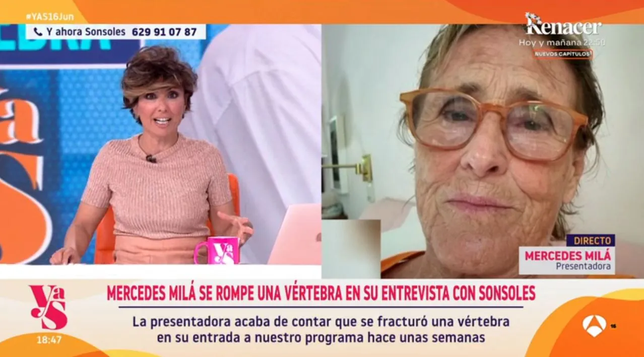 Mercedes Milá habla de su vértebra rota en 'Y ahora, Sonsoles'.
