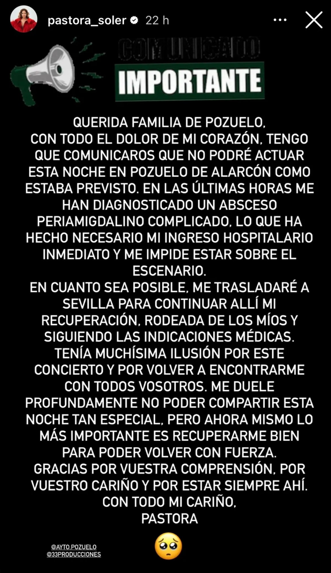 Redes sociales de Pastora Soler