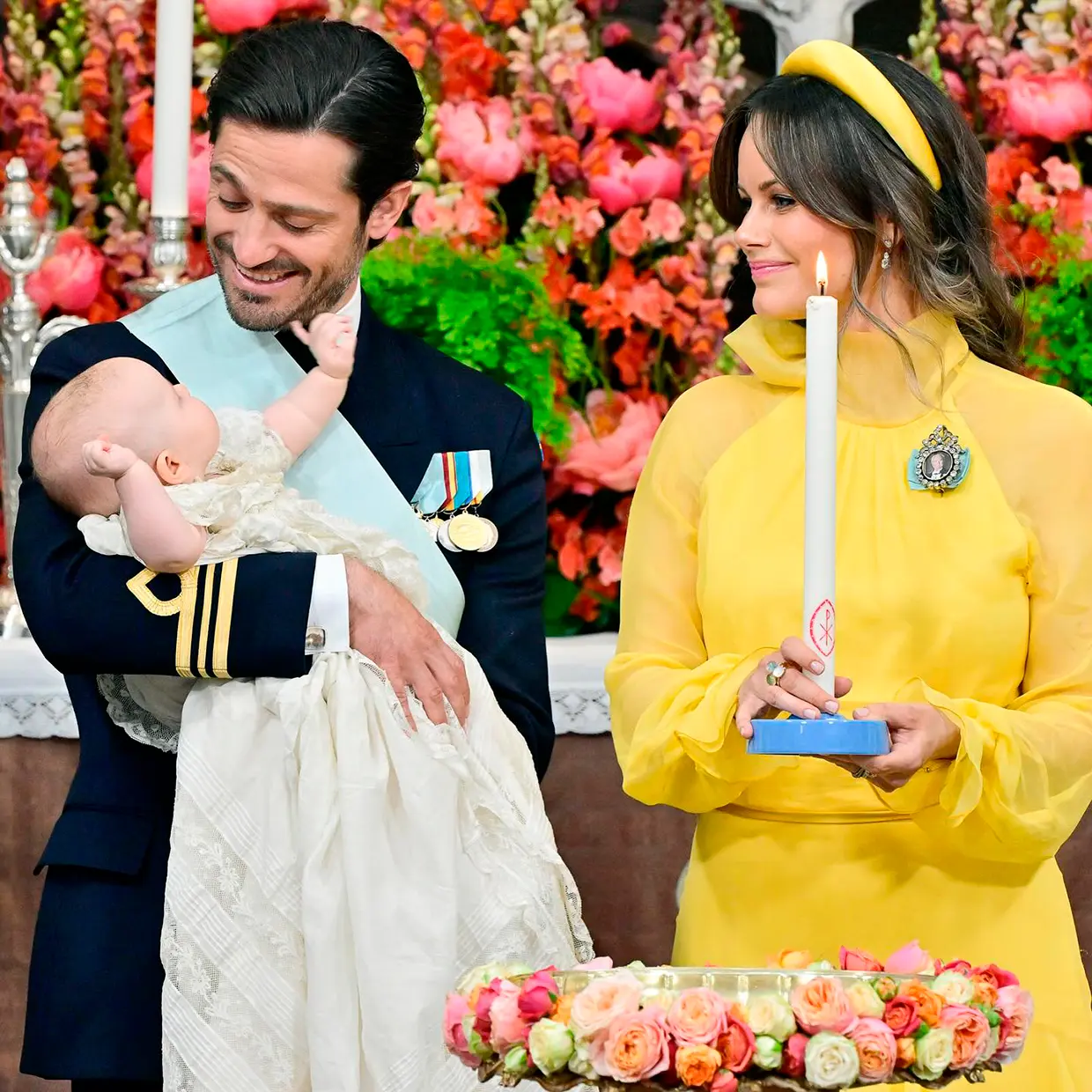 Carlos Felipe de Suecia en el reciente bautizo de su hija menor, Inés.
