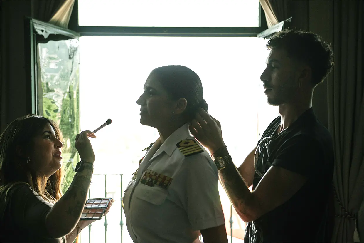 La maquilladora con Lucía Jiménez.