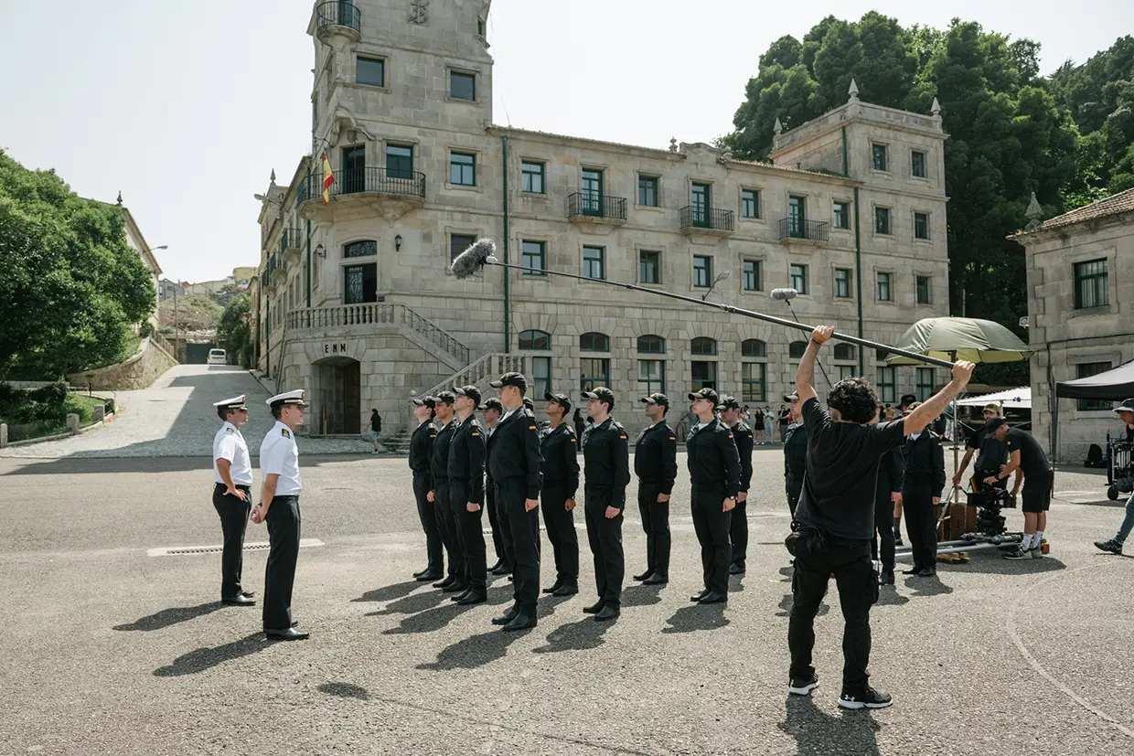 Momento del rodaje de la serie 'Marusía' en el set de Vigo.
