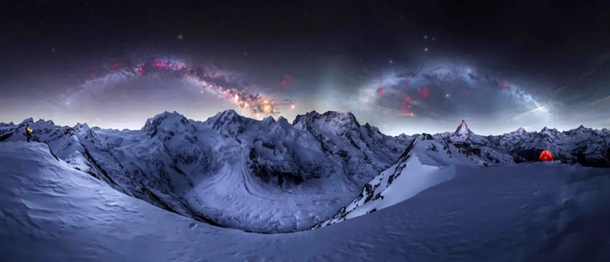 Vista de la Via Láctea desde Zermatt, Suiza