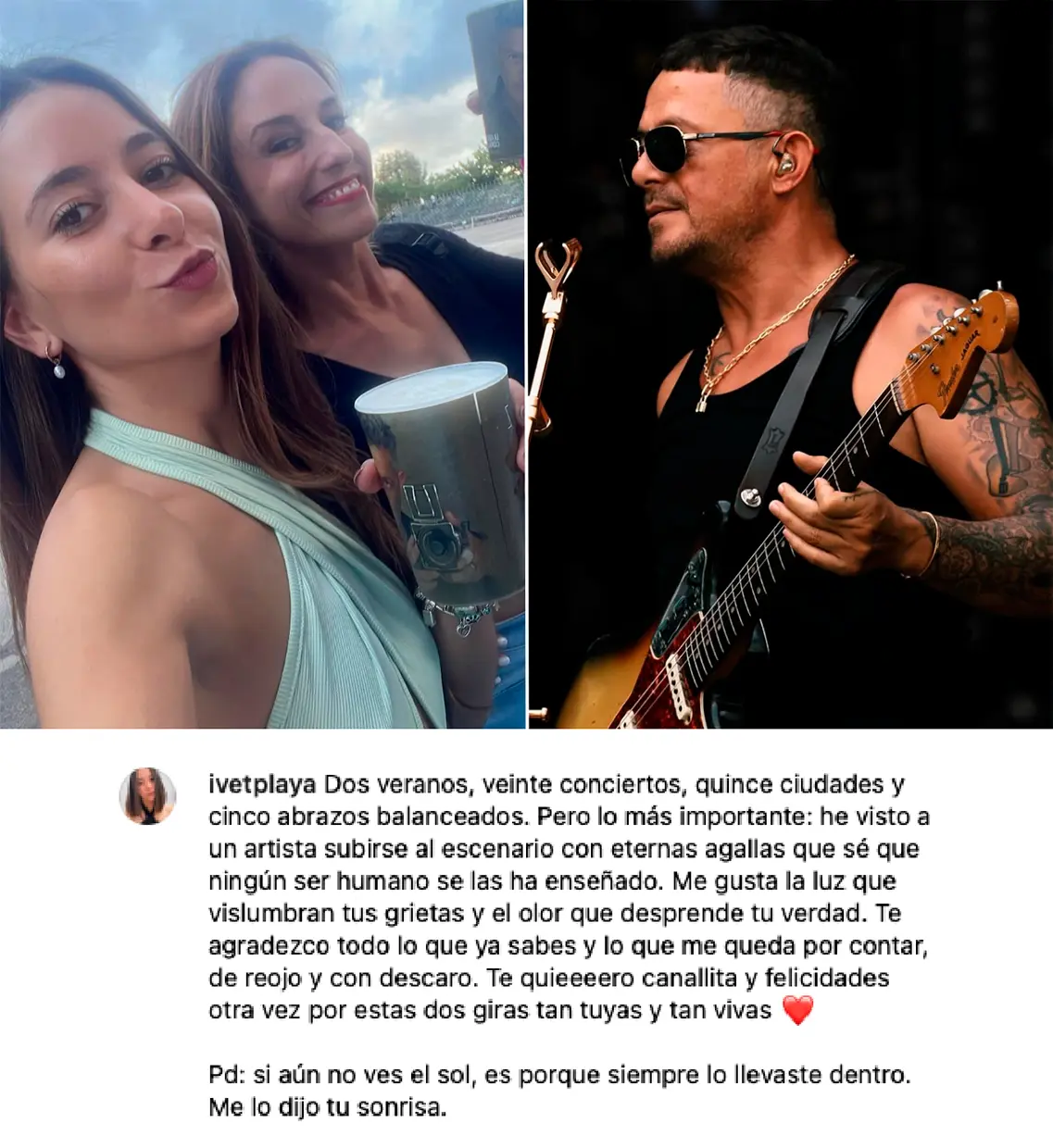 Ivet Playà y Alejandro Sanz en concierto.