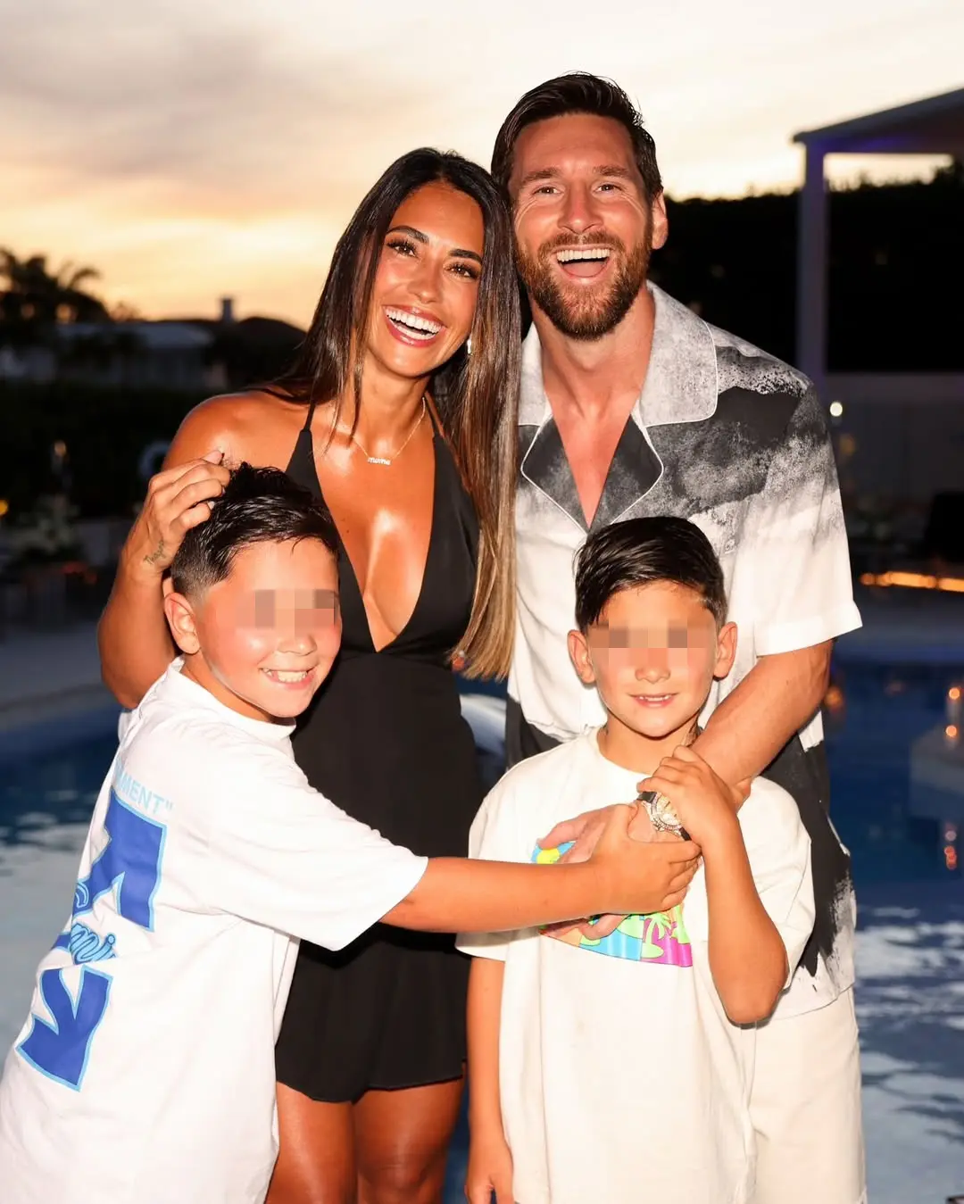 Antonela Roccuzzo, Messi y sus hijos
