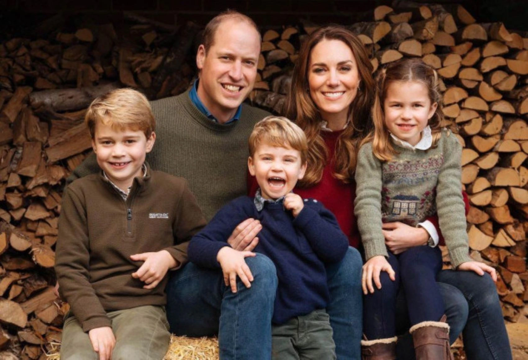 La familia real británica: el príncipe Guillermo, Kate Middleton y sus hijos George, Louis y Charlotte.