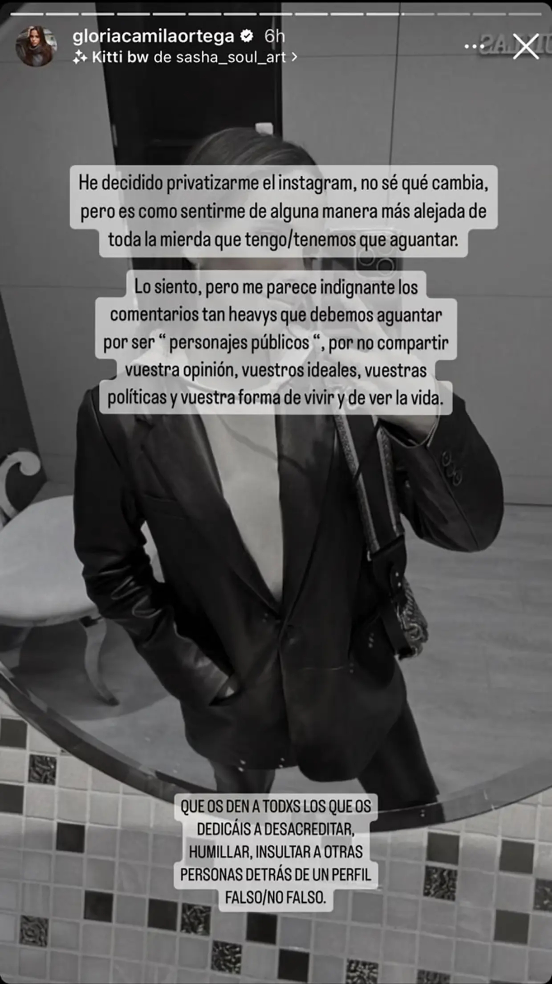 Gloria Camila lanza un mensaje a sus haters en redes