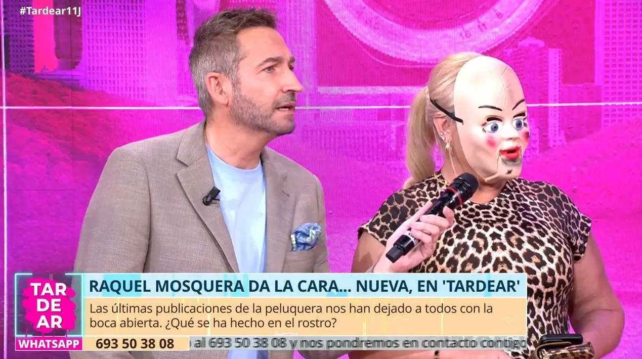 Raquel Mosquera llegó enmascarada a 'TardeAR'.