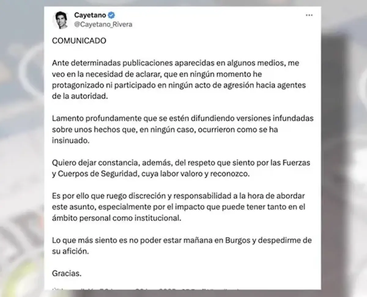comunicado Cayetano Rivera