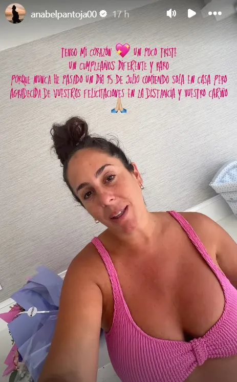 Anabel Pantoja pasa su día de cumpleaños sola en casa con Alma.