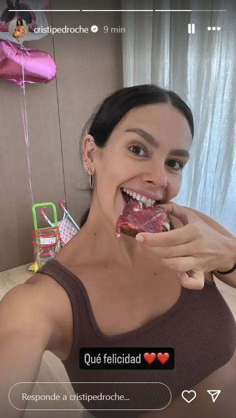 Cristina Pedroche desayuna tras dar a luz.