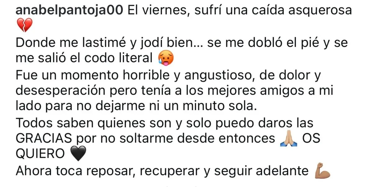 Redes sociales de Anabel Pantoja