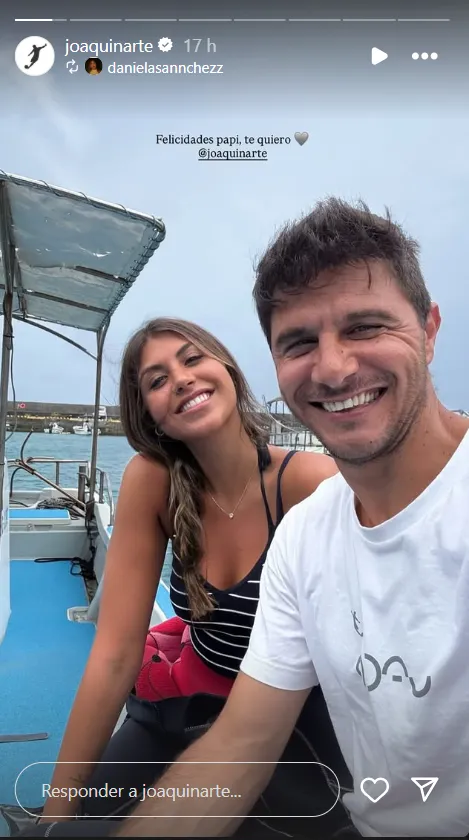 Joaquín con su hija en una imagen compartida por Daniela Sánchez para felicitarle por su cumpleaños