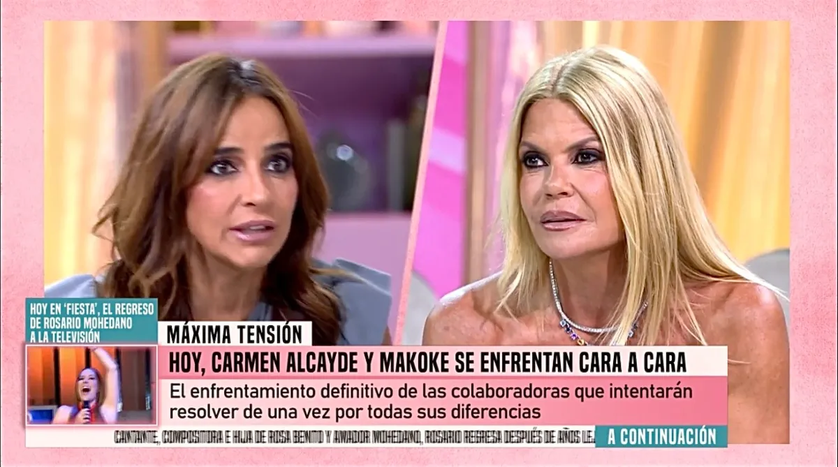 Carmen Alcayde y Makoke en el plató de 'Fiesta'