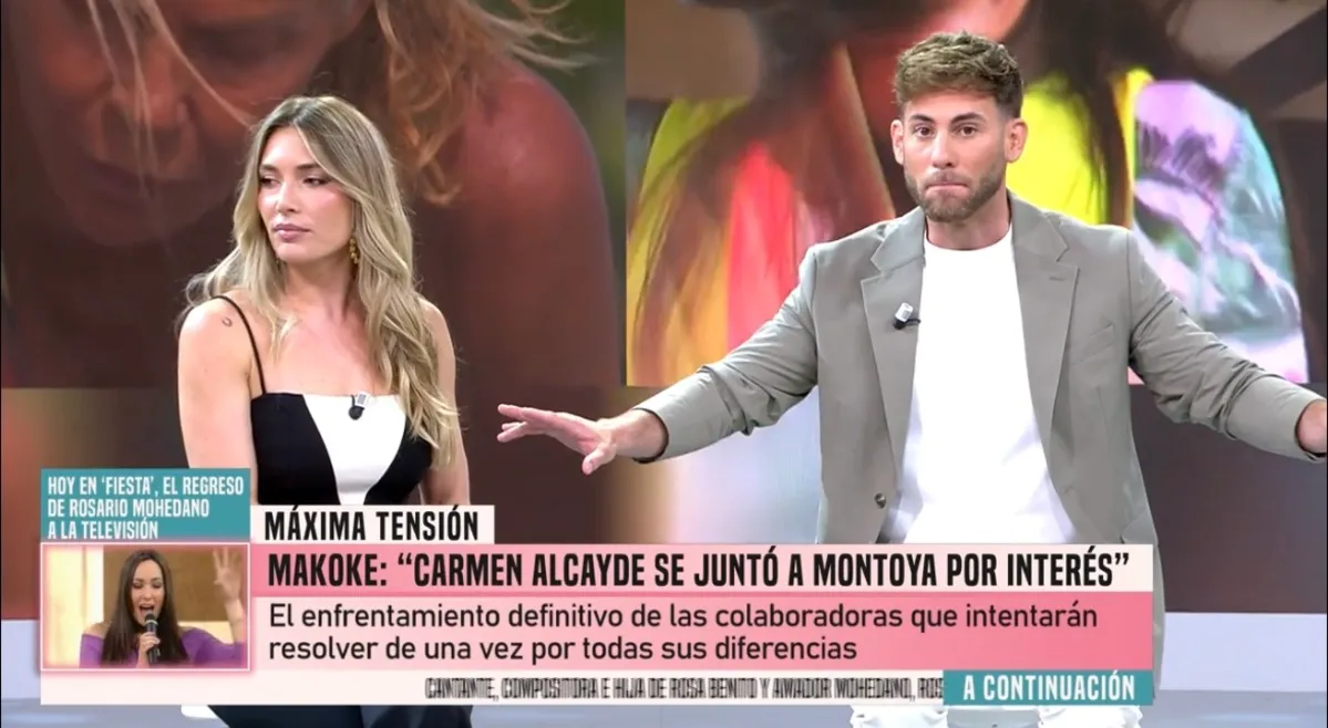 César Muñoz interviene entre Carmen Alcayde y Makoke en 'Fiesta'