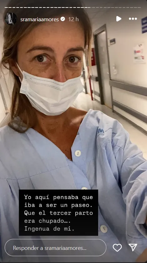 María Amores a punto de dar a luz a su hija Marieta