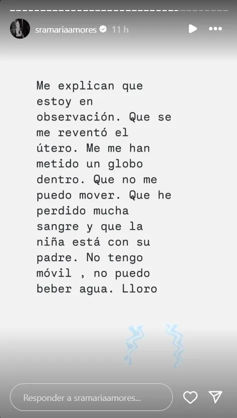 María Amores explica el complicado parto de su hija Marieta por stories