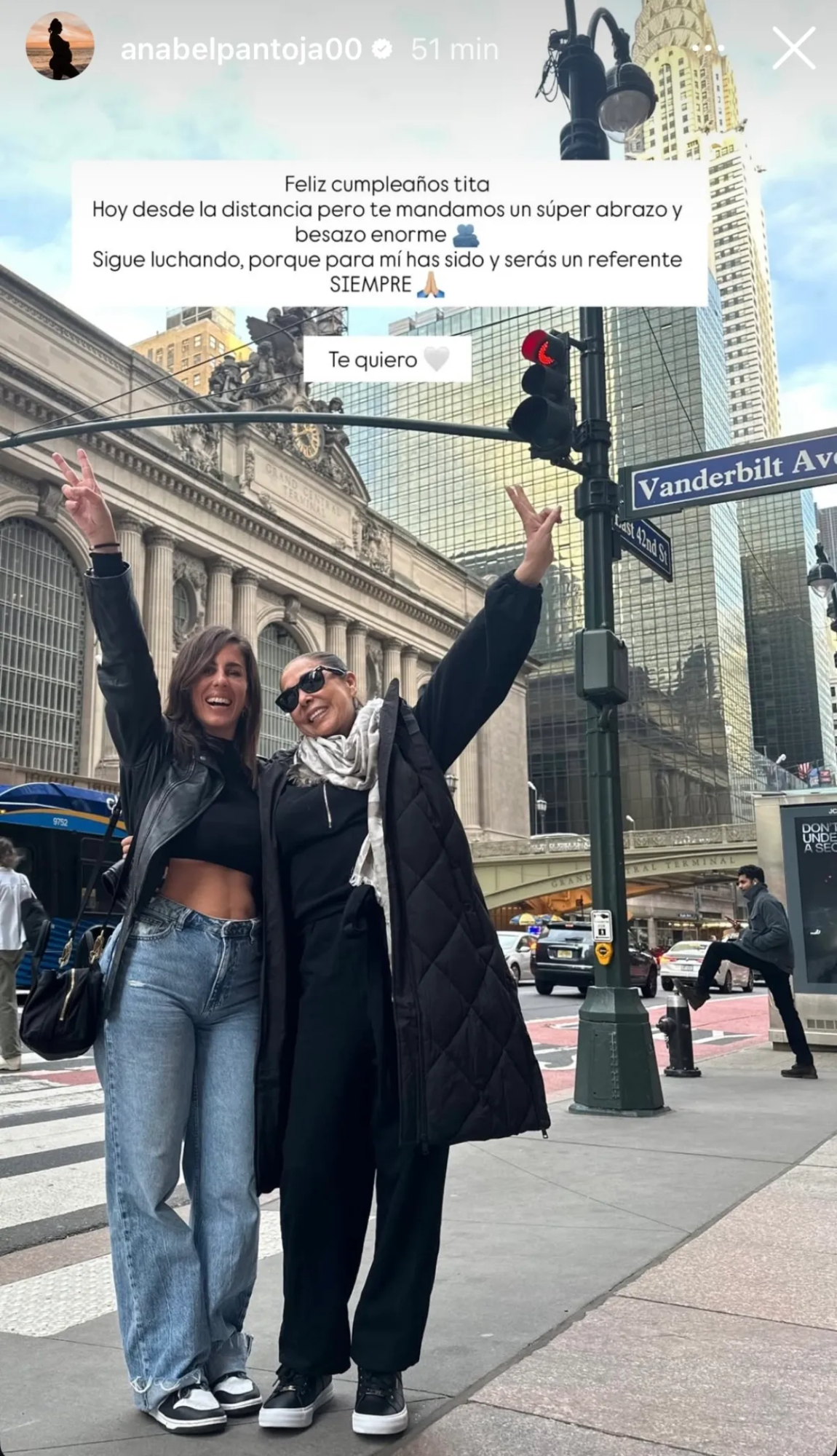 Felicitación de Anabel Pantoja a Isabel Pantoja en sus redes sociales