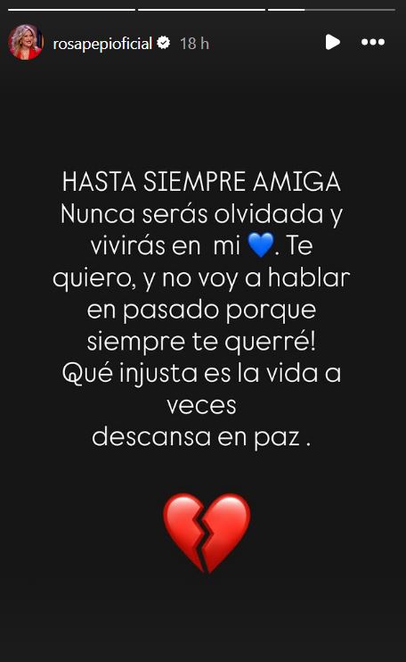 Rosa Benito llora la muerte de una amiga.
