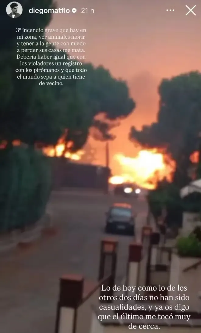 Diego Matamoros, muy cerca del incendio de Tres Cantos.