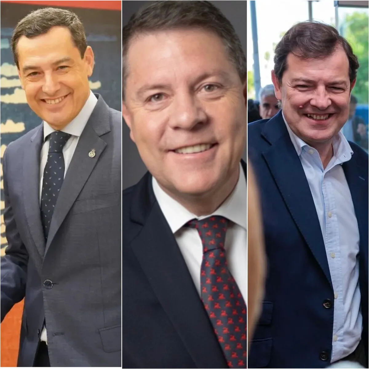 Juanma Moreno, Emiliano García-Page y Alfonso Fernández