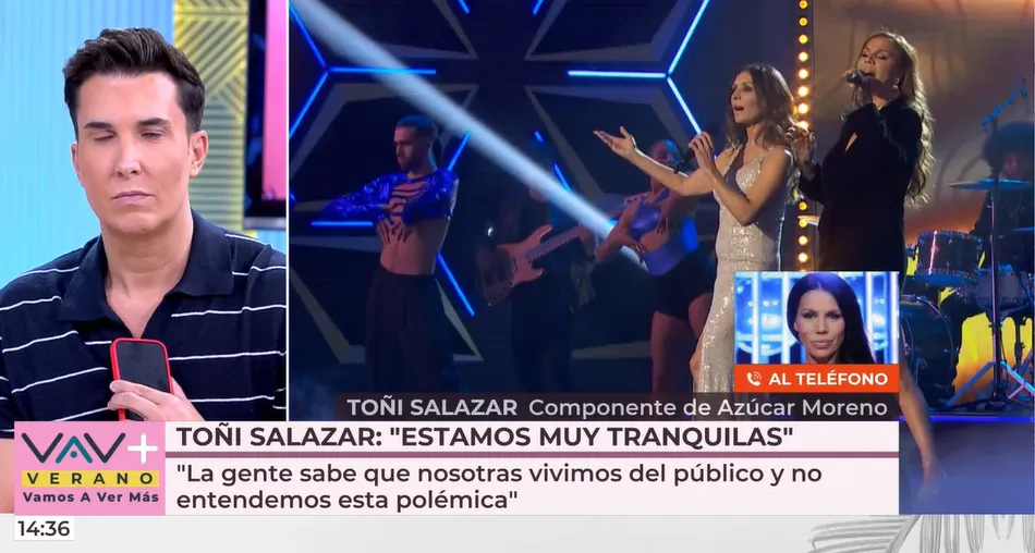 Luis Rollán en una imagen de Fiesta con imágenes ilustrativas de Azúcar Moreno