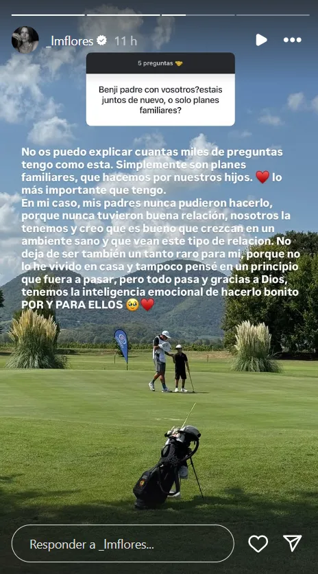 Laura Matamoros  aclara su relación con su ex, Benji Aparicio, por stories