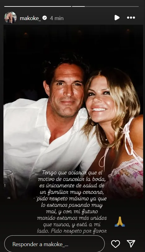 Makoke aclara en stories que no cancela su boda con Gonzalo, sino que la aplaza por la delicada salud de un familia