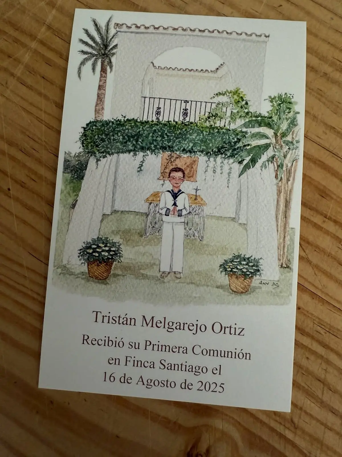 Recuerdo de la comunión del hijo de Eugenia Osborne
