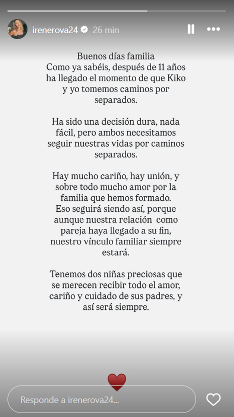 Comunicado irene rosales a su ruptura con kiko rivera