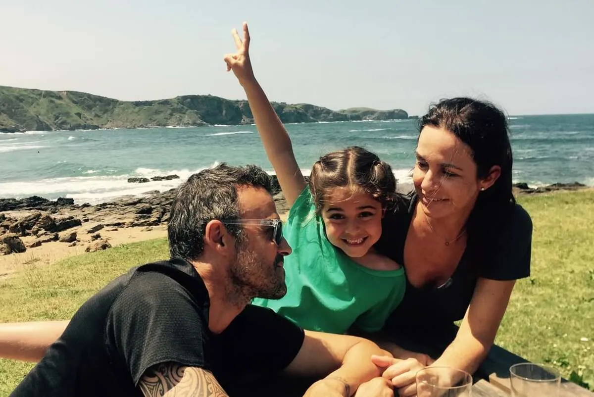 Luis Enrique con su mujer y su hija, Xana