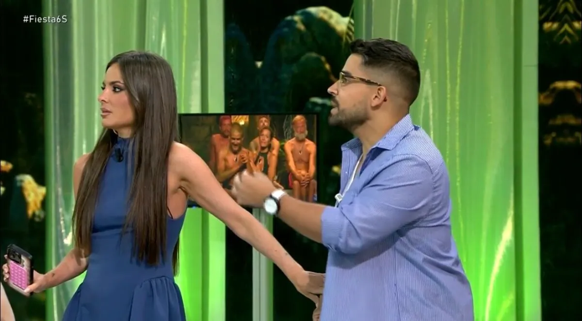 Alexia Rivas y Miguel Frigenti discutiendo