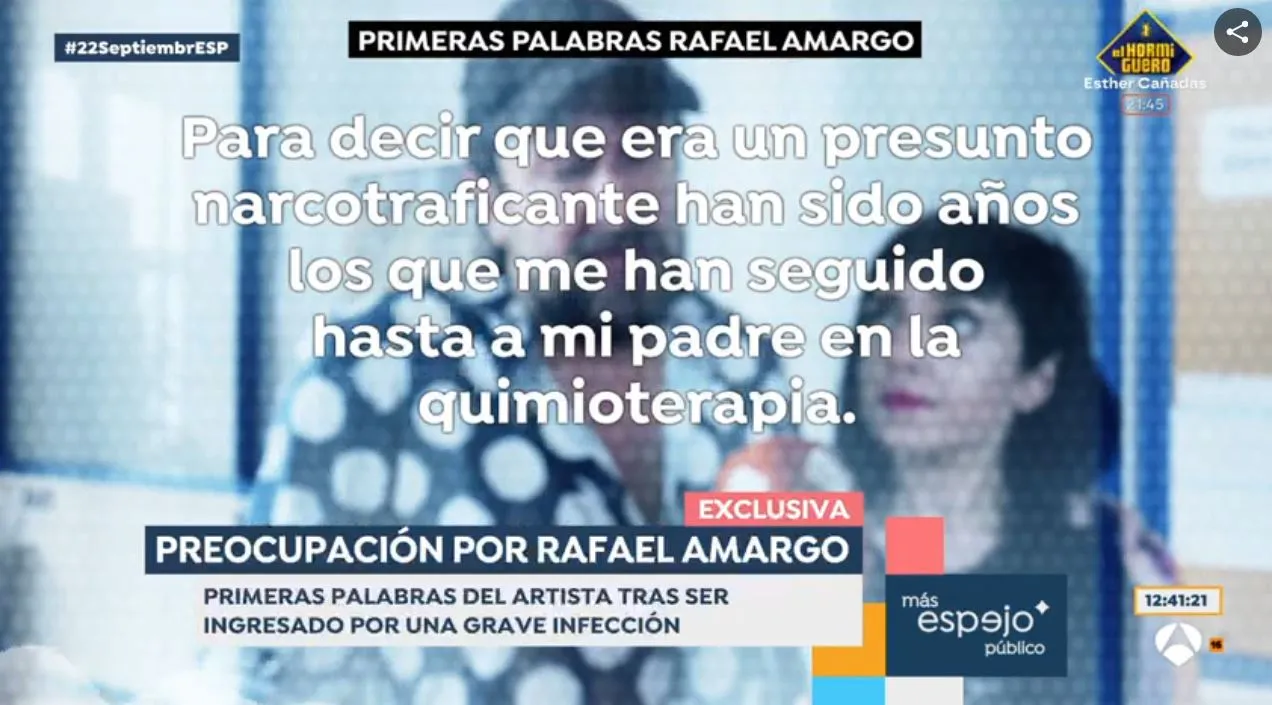 Rafael Amargo habla para 'Espejo público' desde el hospital.
