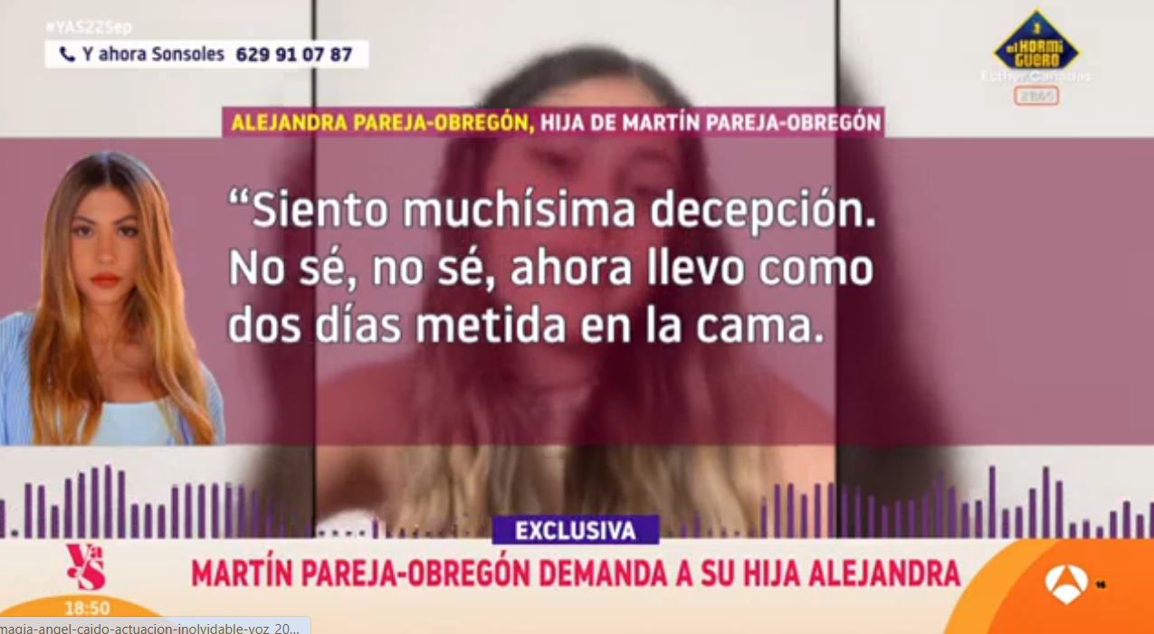 Alejandra, la hija de Martín Pareja-Obregón, habla de la demanda de su padre.