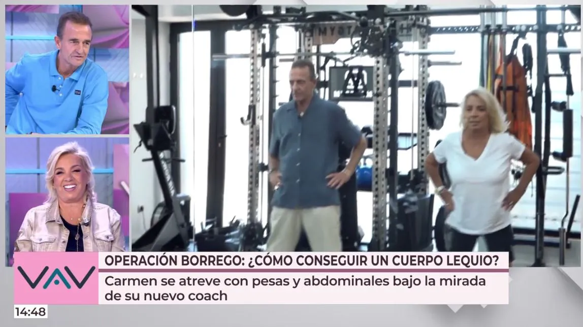 Alessandro Lequio y Carmen Borrego en el gimnasio.