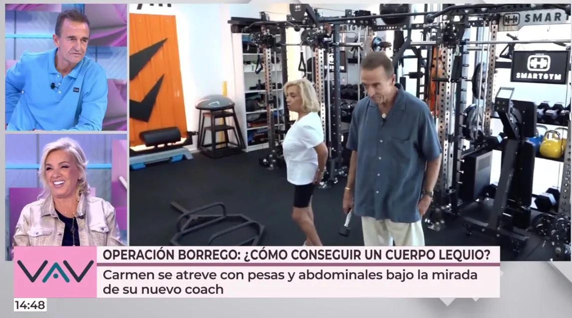 Alessandro Lequio y Carmen Borrego en el gimnasio.