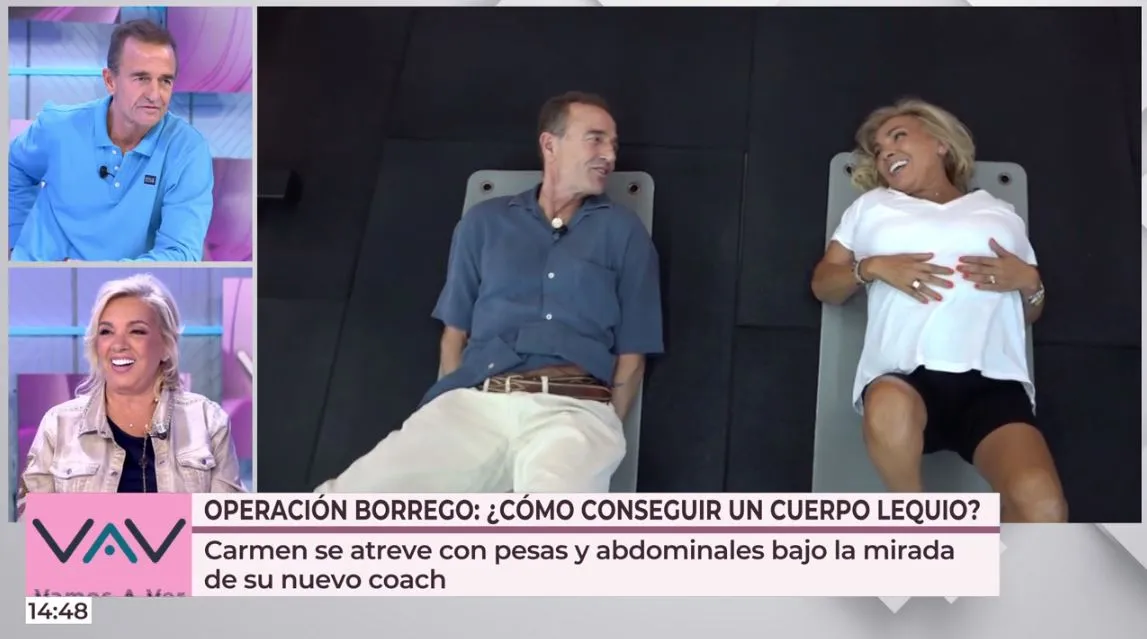 Alessandro Lequio y Carmen Borrego en el gimnasio.