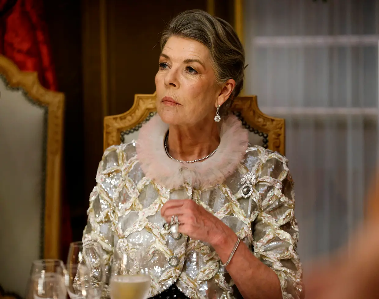 Carolina de Mónaco en una cena